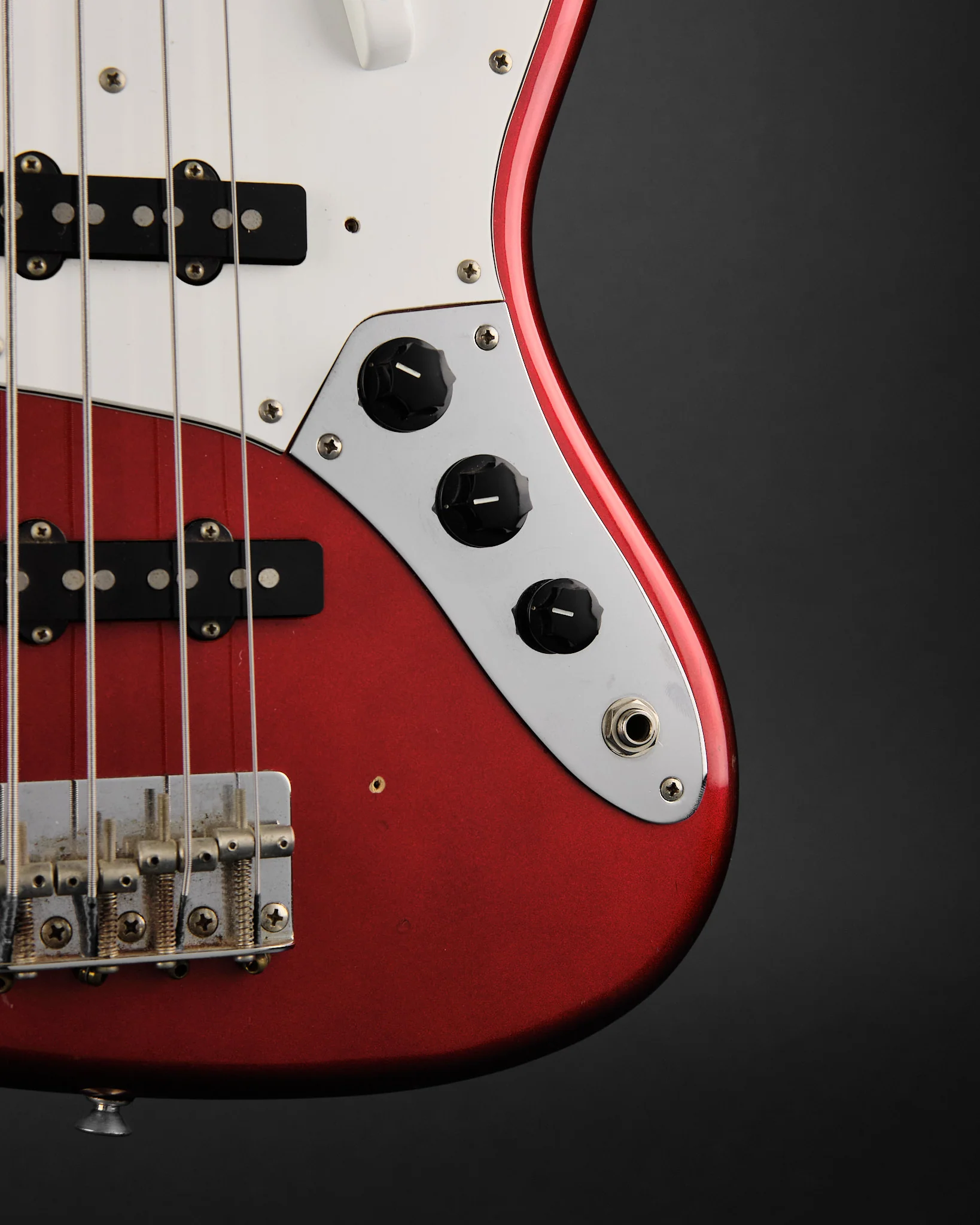 1986 Fender MIJ JB-406 Jazz Bass Candy Apple Red - Image 9